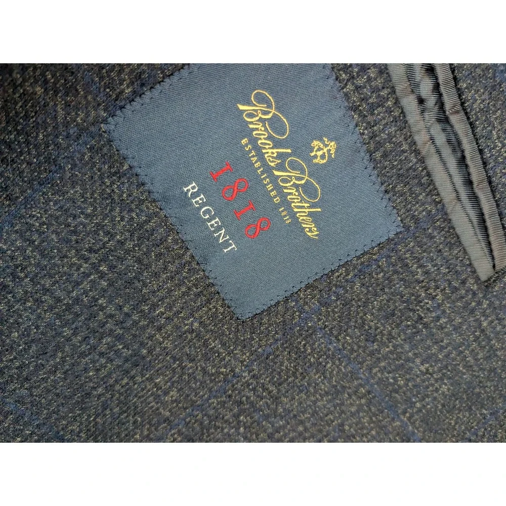 Brooks Brothers 1818 Regent Navy Plaid Wool/Cotton Super Soft Jacket Blazer  44R - Picture 8 of 16